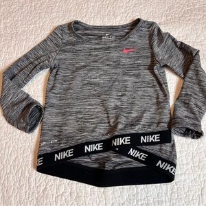 Nike Logo toddler Gray Round Neck Pullover Long Sleeve Tunic girl Top Size 24